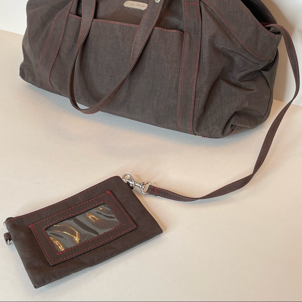 Baggallini Brown/Orange Hampton Satchel with Detachable ID Wristlet/Wallet